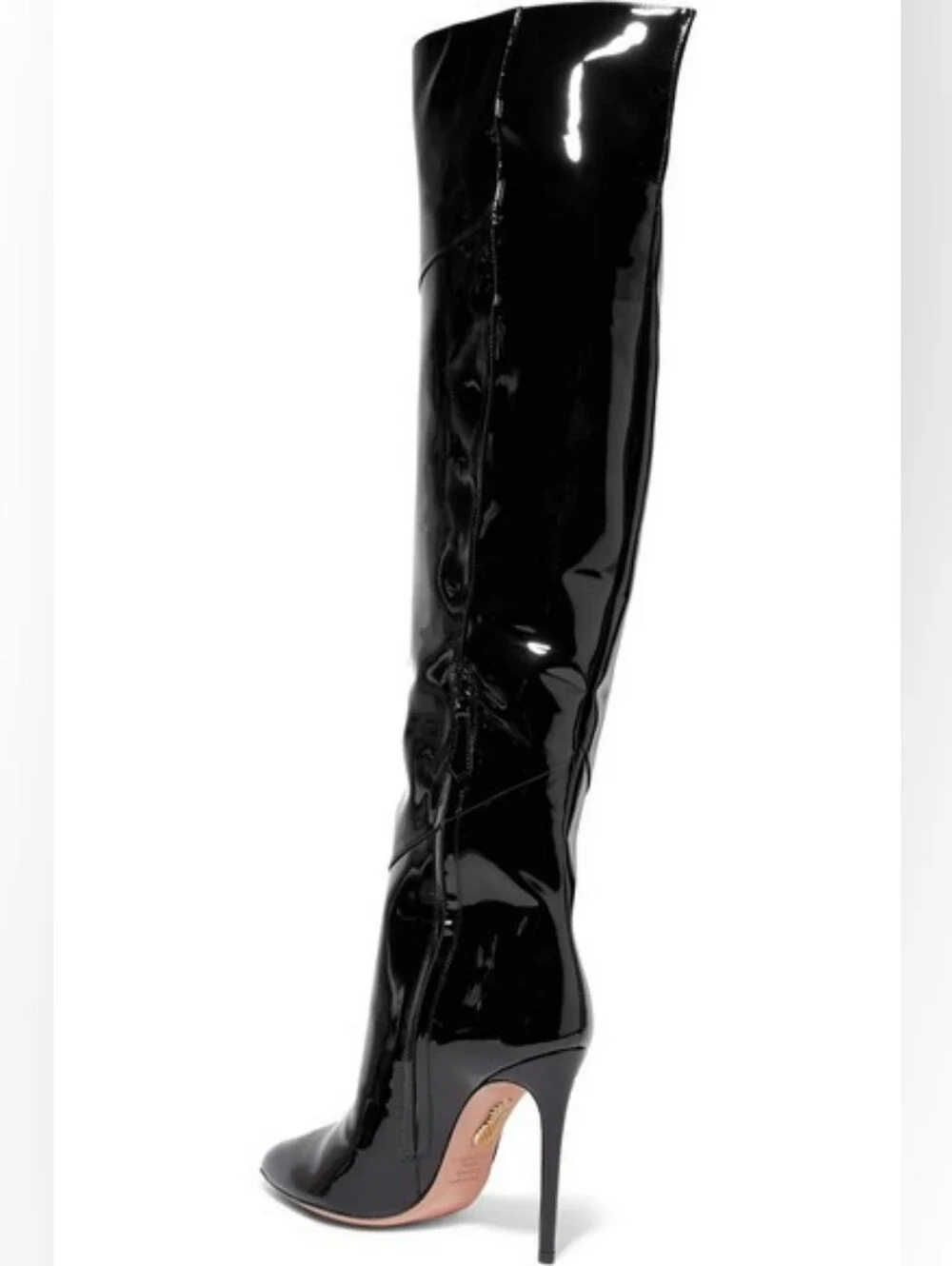 AQUAZZURA Alma Patent Leather Over Knee High 105 Boots Size 39